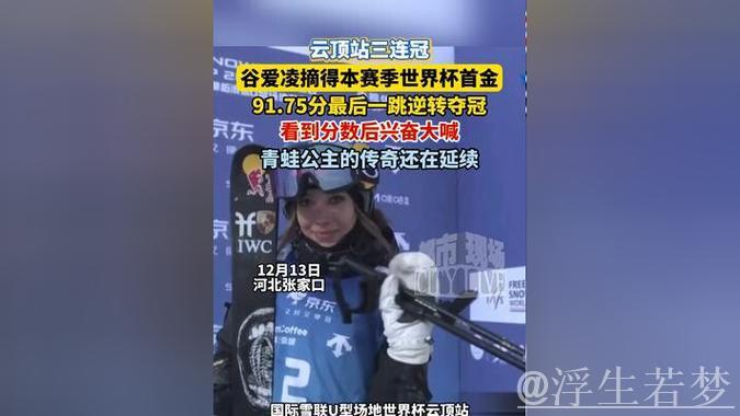 福地实现三连冠！世界杯云顶站：谷爱凌第2轮91.75分逆转摘金